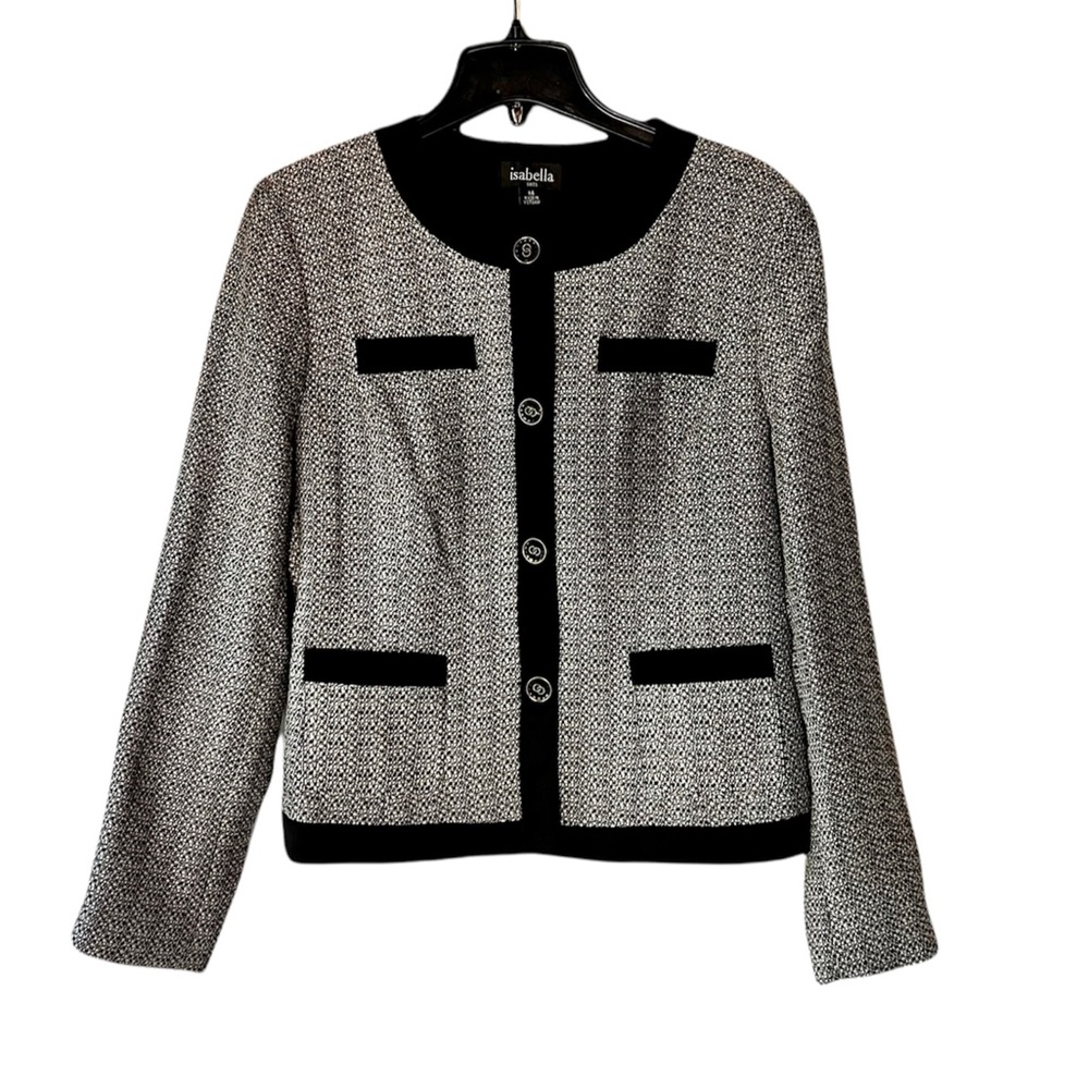Isabella Collarless Button Down Career Formal Blazer Suit Jacket Like New 14